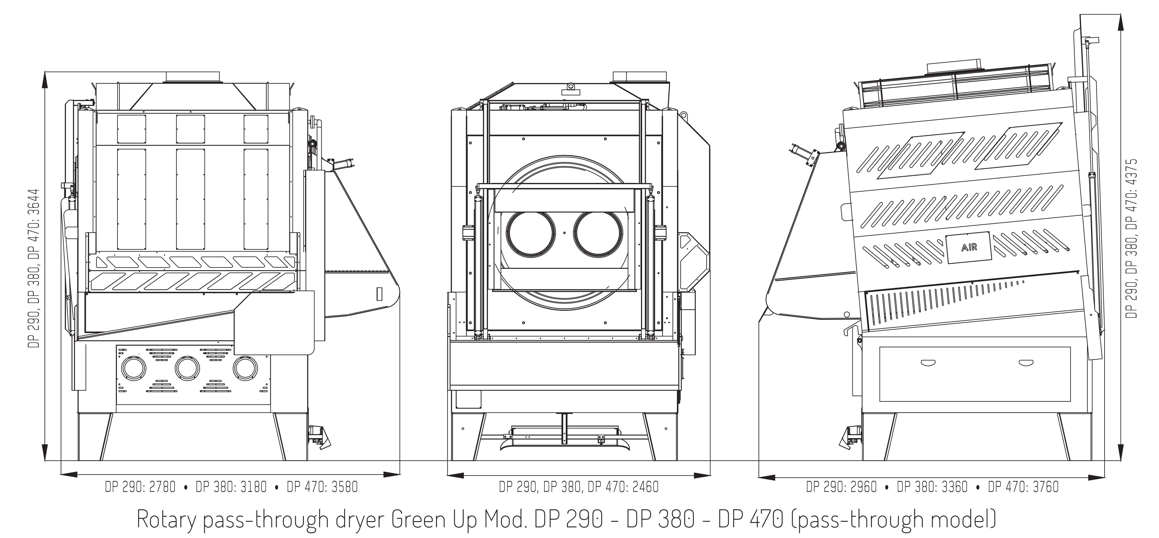 TGI D380N Green Up Dryer Dimensions
